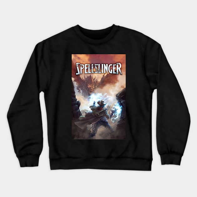 Spellslinger - Wild Weird West Design Crewneck Sweatshirt by Joseph J Bailey Author Designs